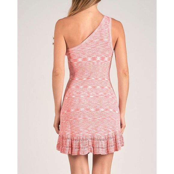 Elan One Shoulder Ribbed Heathered Dress - NEW - Picture 3 of 10